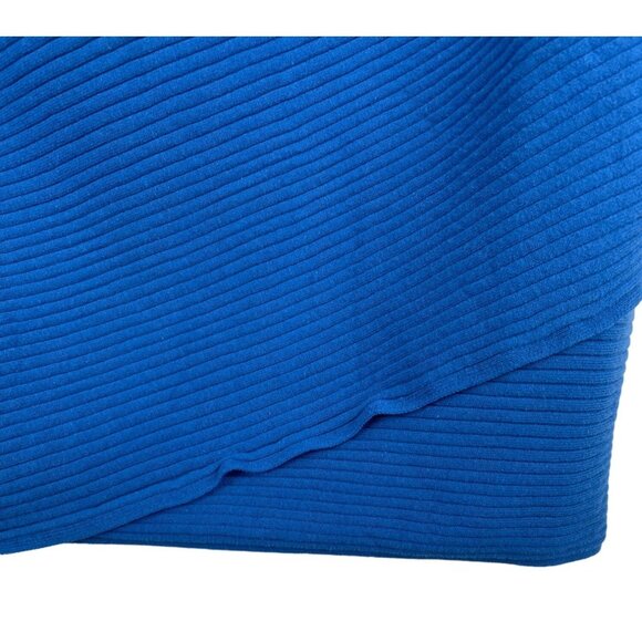 Black Label by Chico's Petite Blue Fold-Over Ribbed Sweater Womens Size 1 - Picture 4 of 9
